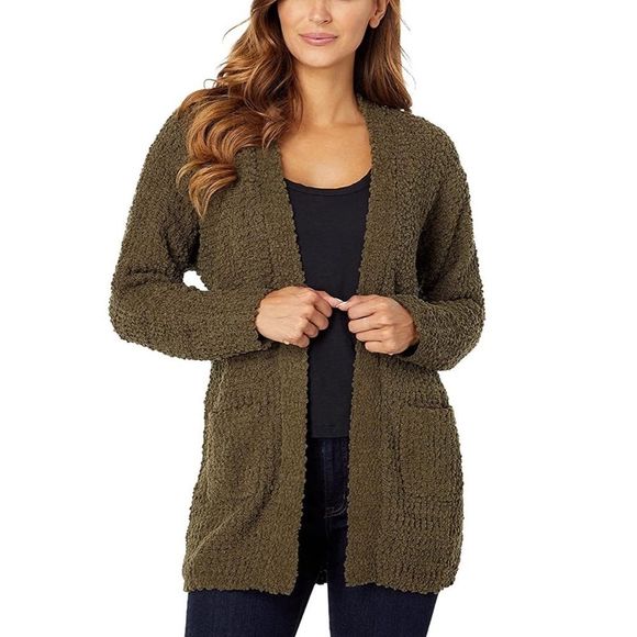 bobeau Sweaters - Olive Cardigan Sweater Popcorn Olive Long Sleeve Soft Boucle Casual Boho Large L